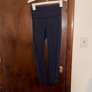 lululemon athletica Black Leggings with Navy Side Detail
